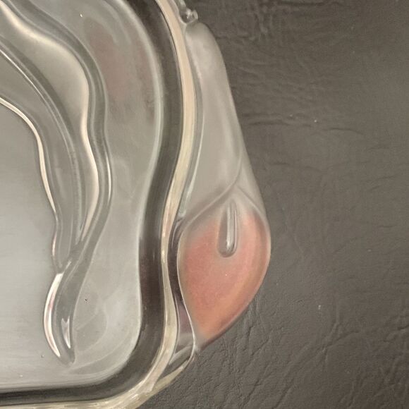 Serving Tray Glass Pink Clear Raised Tulip Embossed Bottom Appetizer Vanity - Picture 5 of 8